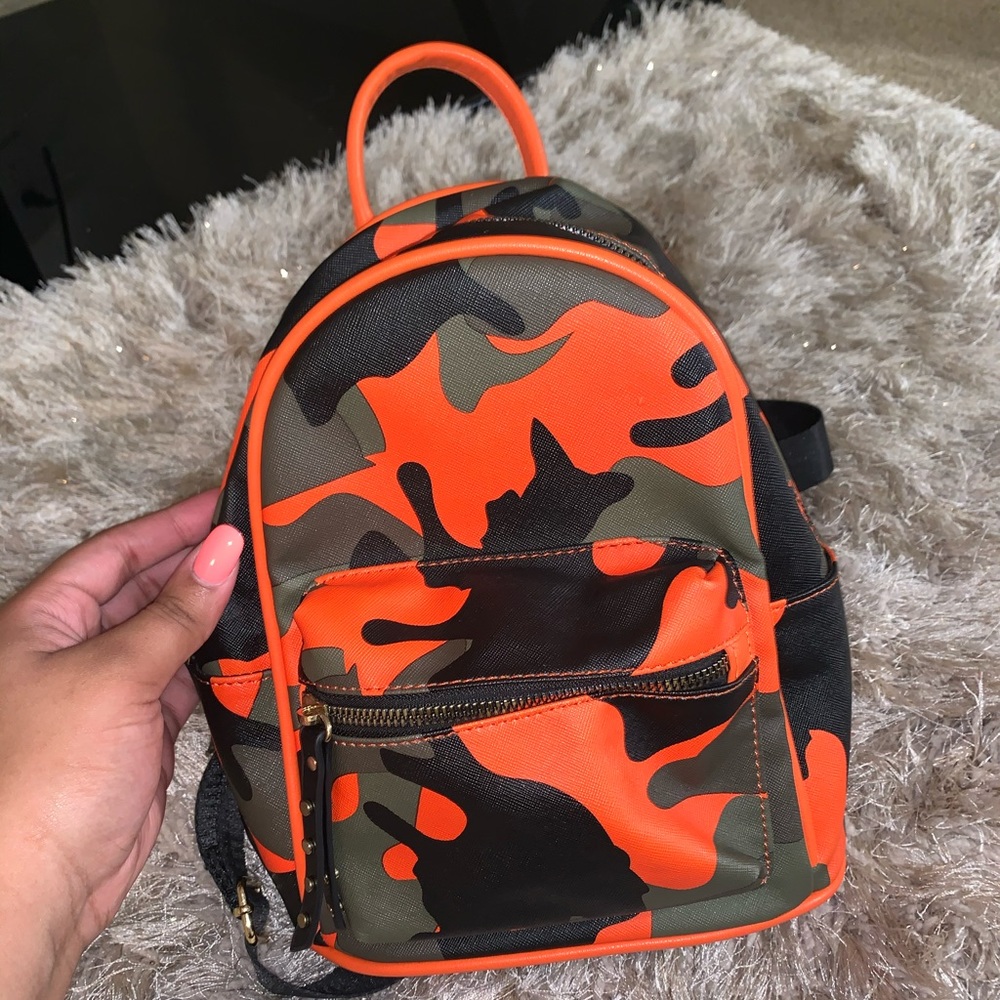Orange Camouflage Mini Backpack